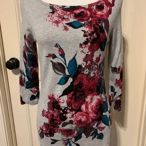 White House Black Market Floral Print Long Sweater